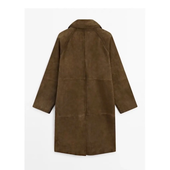 Massimo Dutti Brown Suede Trench Coat Size Small - Picture 2 of 14